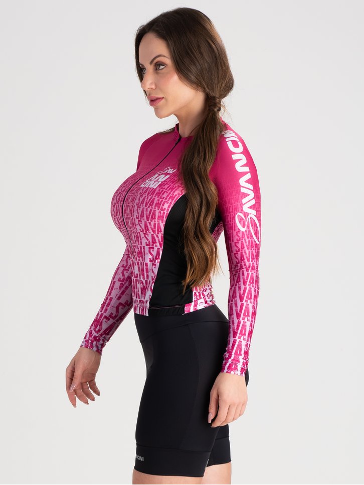 camisa ciclismo feminina longa infinity dark rose savancini 3309 lat 2