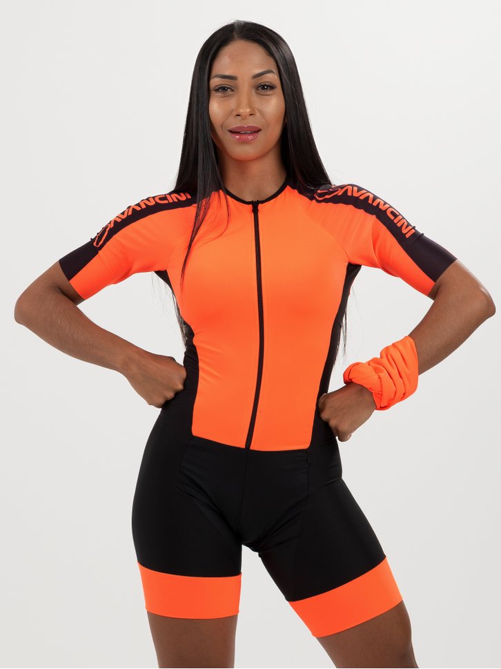 macaquinho ciclismo feminino impulse laranja savancini 5470