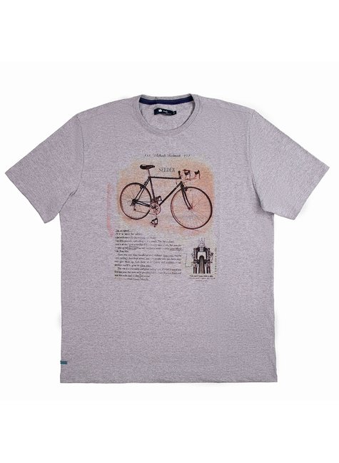 camiseta masculina meia malha mescla claro com estampa retro bike se0301155 di0009