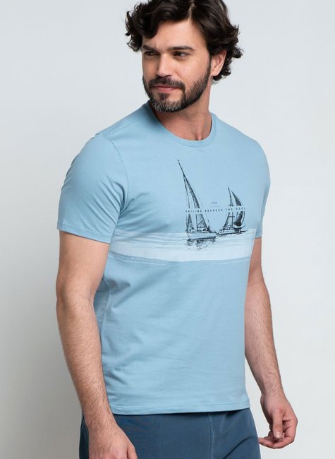 Camiseta Plus Size Masculina Algodão Barco Branca