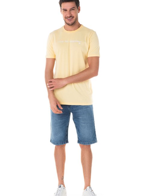 Camiseta Masculina Amarela Com Mensagem Camiseta Masculina Amarela Com Mensagem