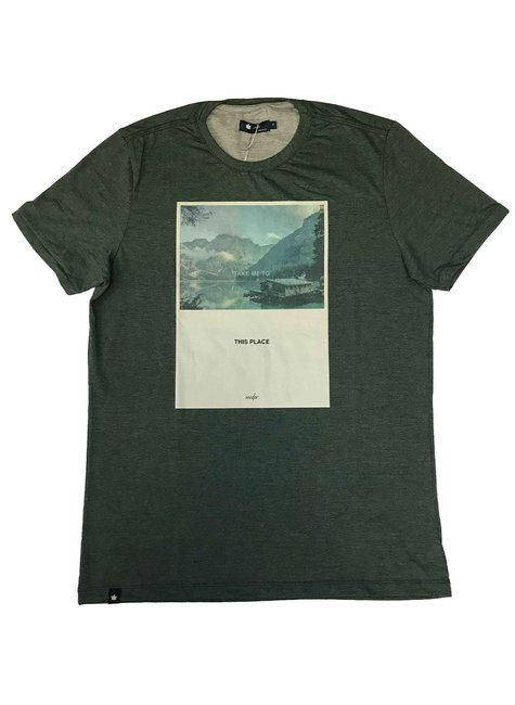 Camiseta Masculina Meia Malha Mescla Verde Evans Camiseta Masculina Meia Malha Mescla Verde Evans
