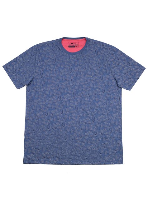 Camiseta Masculina Meia Malha Mescla Estampada Azul Navy Camiseta Masculina Meia Malha Mescla Estampada Azul Navy