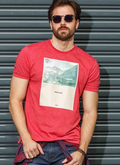 Camiseta Masculina Meia Malha Mescla Cabernet Camiseta Masculina Meia Malha Mescla Cabernet