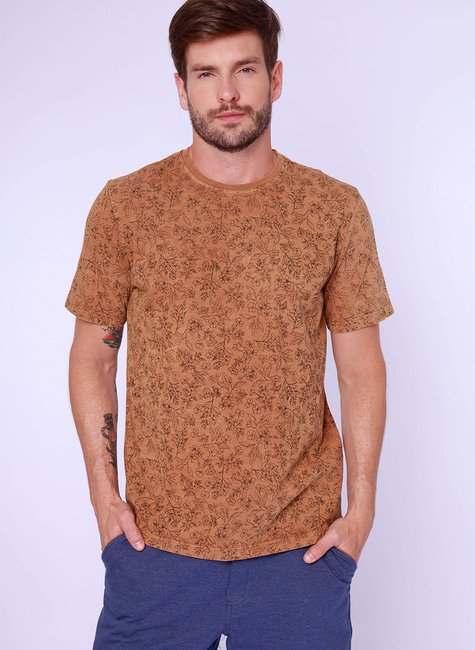 Camiseta Masculina Estampada e Estonada Cor Malte Camiseta Masculina Estampada e Estonada Cor Malte
