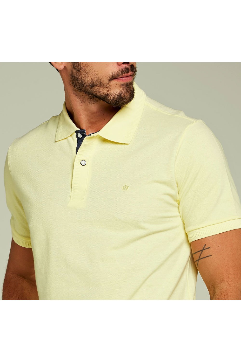 polo masculina limonada piquet simples com peitilho externo em retilinea e interno em tecido seeder se0101469 am0029 5