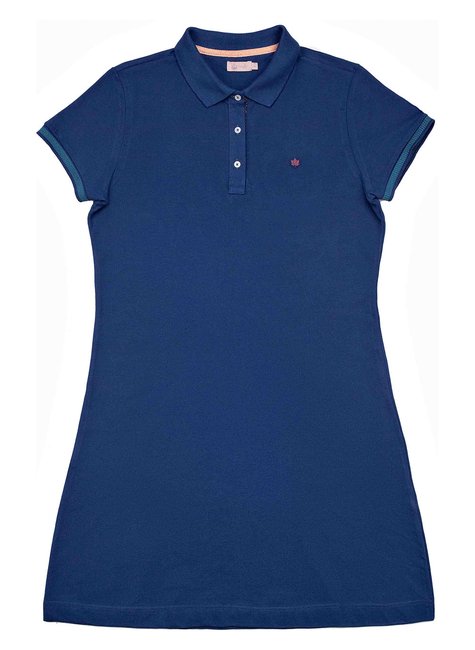 Vestido Polo Feminino Piquet com Detalhes Navy Azul Vestido Polo Feminino Piquet com Detalhes Navy Azul