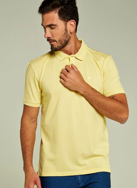 camisa polo masculina amarelo claro piquet pima com retilinea lisa seeder se0101540 am0018 2