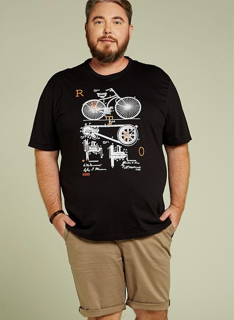 Camiseta Masculina Plus Size com Silk Veiculos Camiseta Masculina Plus Size com Silk Veiculos