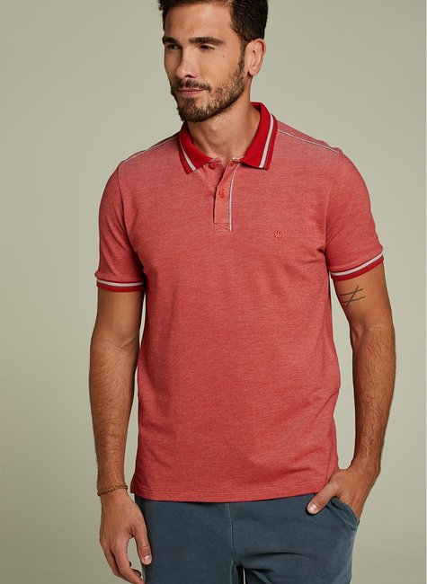 Polo Masculina Piquet Binado Vermelho Polo Masculina Piquet Binado Vermelho