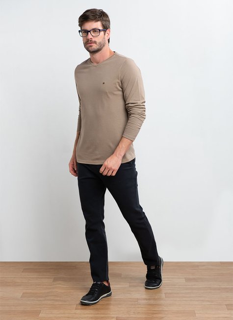 camiseta masculina slim fit manga longa meia malha marrom wolf se0401018 mr0020 3
