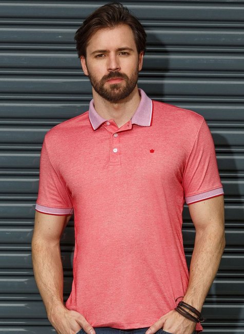 Polo Masculina Suedine Pima Jacquard Vermelho Polo Masculina Suedine Pima Jacquard Vermelho
