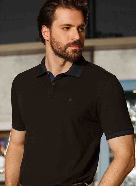 Polo Masculina Piquet Egípcio Preto Polo Masculina Piquet Egípcio Preto
