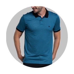 polo masculina regular fit malha maquinetada azul medio se0101645 di0312 2