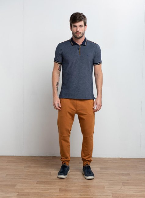 Polo Masculina Piquet Binado Marinho Polo Masculina Piquet Binado Marinho
