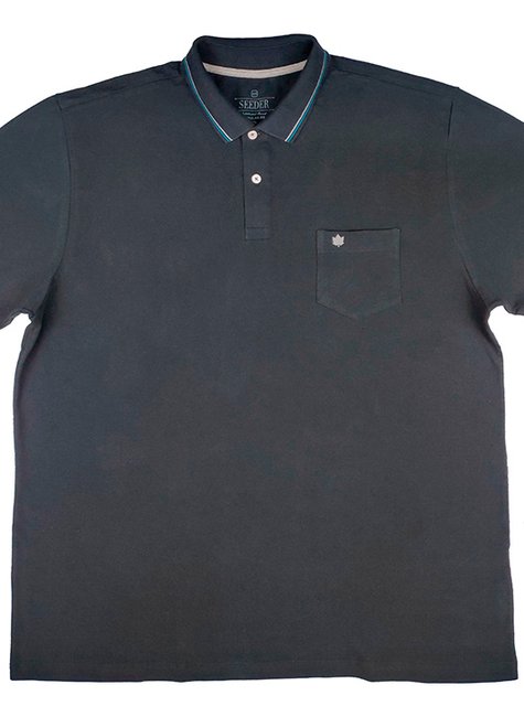 Polo Masculina Plus Size com Bolso Preto Polo Masculina Plus Size com Bolso Preto