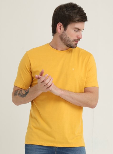 camiseta masculina basica regular fit amarela se0301220 am0047