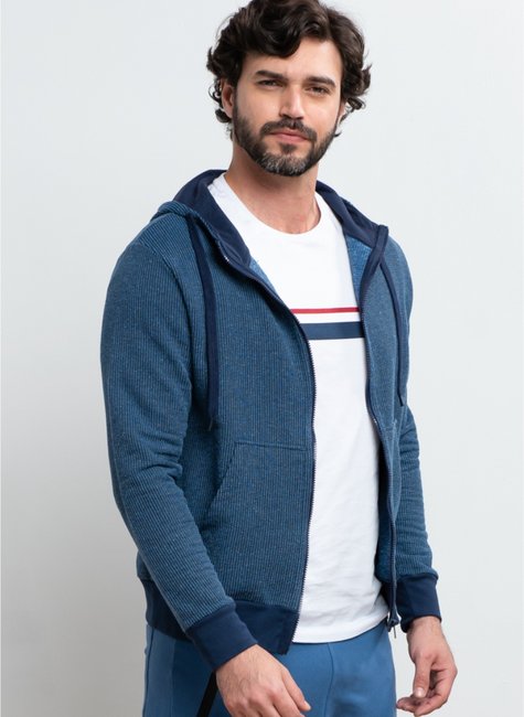 Casaco Masculino Regular Fit em Moletom Marinho