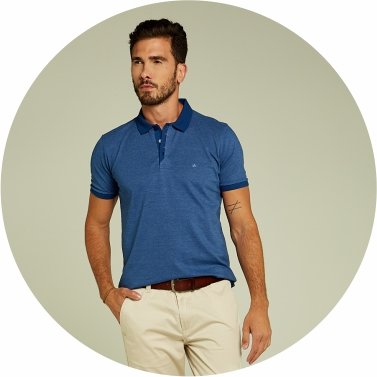 polo masculina piquet peitilho diferenciado azul mescla se0101621 az0078