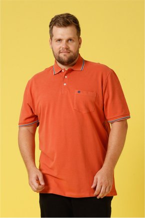 polo masculina plus size piquet regular fit laranja bolso se0105053 lr0035 11