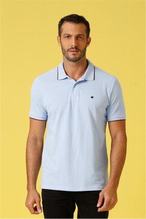 polo masculina slim fit piquet simples azul cristal se0101682 az0050 13