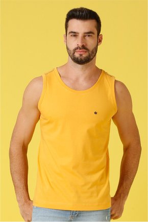 Camiseta Regata Masculina em Malha Amarela