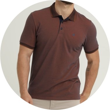 polo malha maquinetada silm fit bege azul se0101694 di0327 8