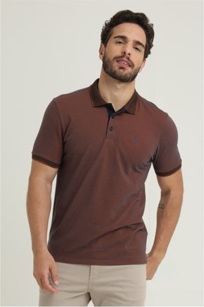 polo malha maquinetada silm fit bege azul se0101694 di0327