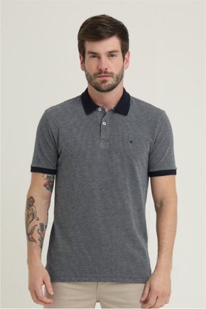 polo masculina piquet jacquard regular fit azul marinho se0101700 az0001