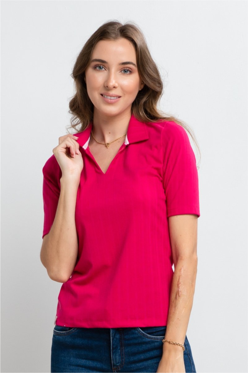 polo feminina slim fit malha canelada pink se0102127 rs0006 6