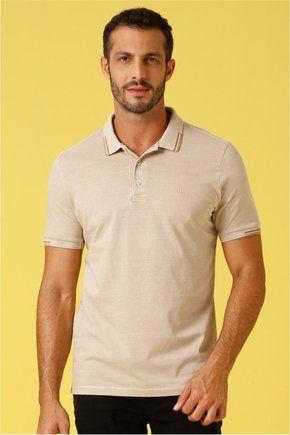 polo masculina meia malha estonada regular fit bege se0101753 pt0148 3