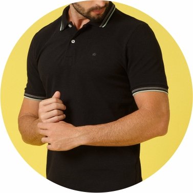 polo masculina piquet simples regular fit bascia preta se0101755 di0002 6