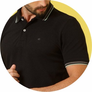polo masculina piquet simples regular fit bascia preta se0101755 di0002 7