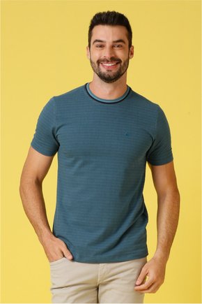 t shirt masculina malha jacquard xadrez regular fit se0301275 az0074 2