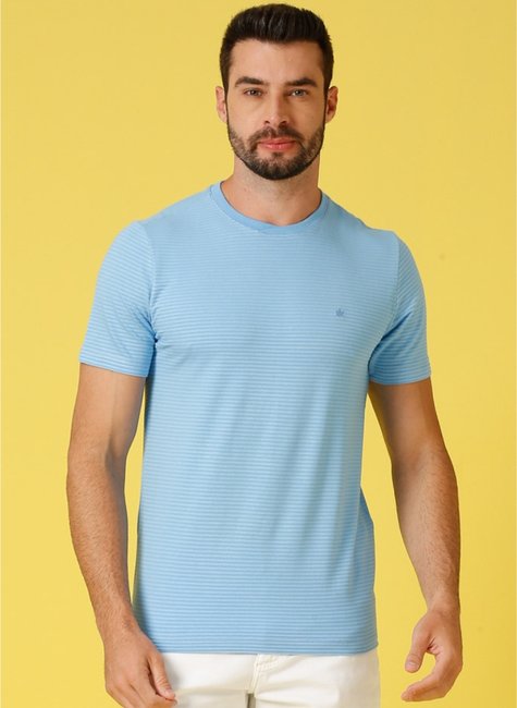 t shirt masculina meia malha listarda maquinetada slim fit azul se0301279 az0670 2