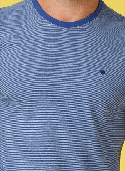 t shirt masculina meia malha listrada regular fit azul se0301295 az0650