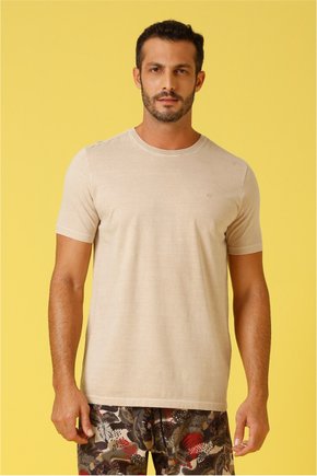 Camiseta Masculina Meia Malha Estonada Bege