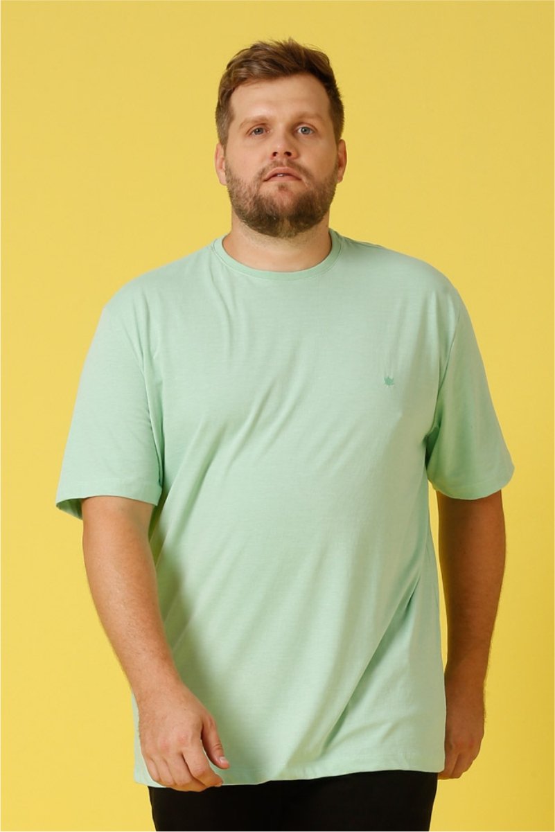 t shirt masculina plus size meia malha regular fit verde se0305034 vd0141 2