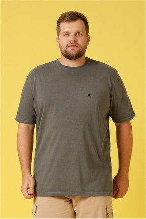 Camiseta Masculina Plus Size em Meia Malha Estonada Verde Claro