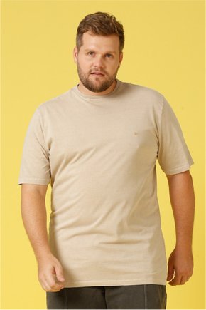 t shirt masculina plus size meia malha regular fit estonada bege se0305036 pt0148 2