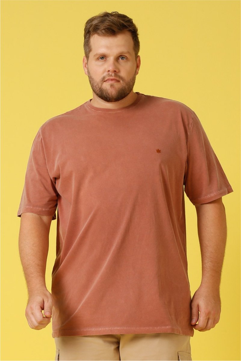 t shirt masculina plus size meia malha regular fit estonada marrom se0305036 pt0159 2