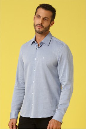 camisa social manga longa tricoline maquinetado regular fit azul se1001002 az0621 2