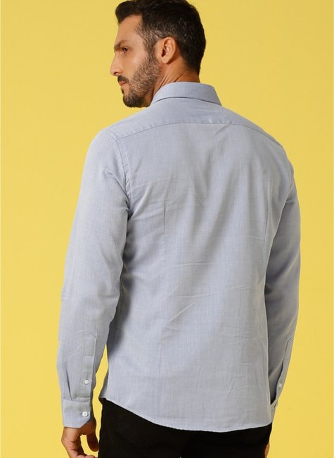 camisa social manga longa tricoline maquinetado regular fit azul se1001002 az0621 3