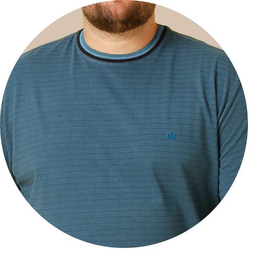 se0305040 az0074 camiseta malha maquinetada plus size seeder azul