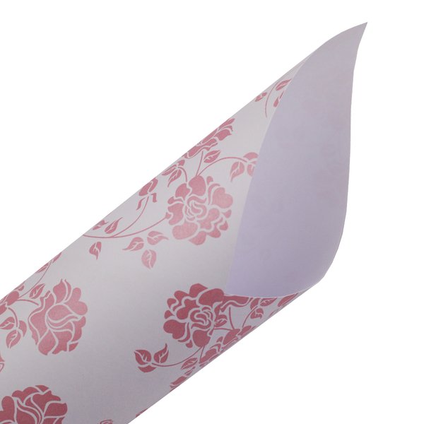 Papel Scrapbook Branco Floral Rosa 180g - Pacote com 9 Folhas 30,5x30,5cm