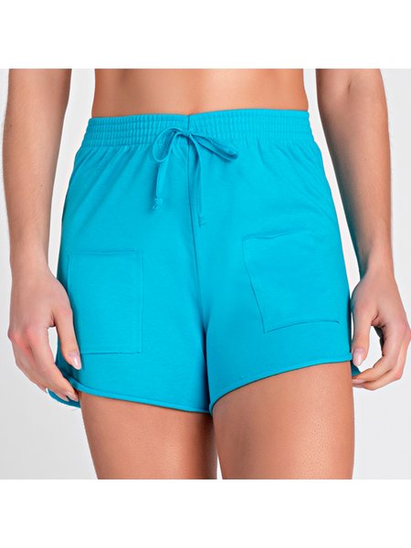 Short Feminino Bolso Frontal Azul