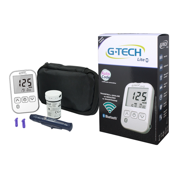 Medidor de Glicose Kit Completo - G Tech Lite Aparelho de Glicose G-Tech