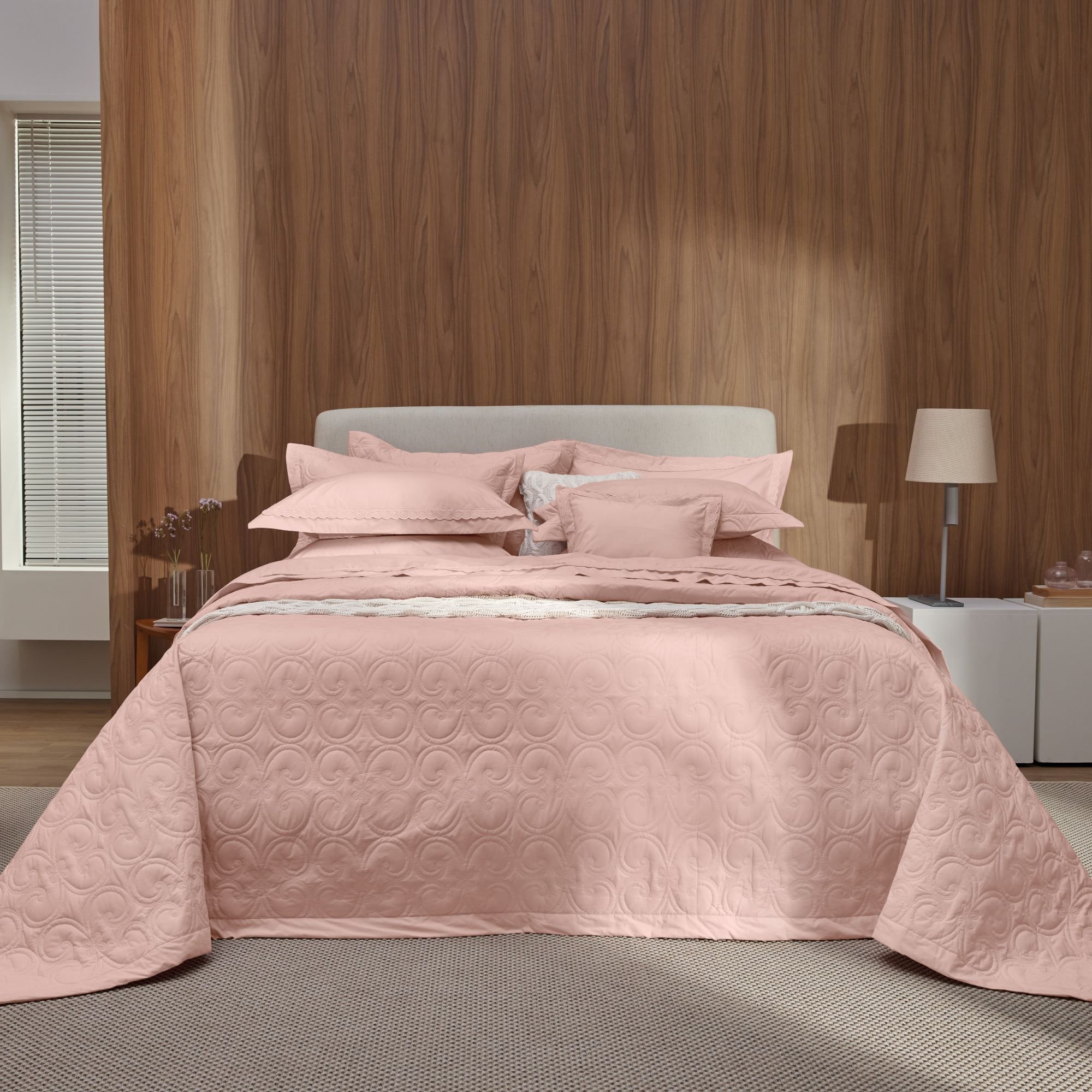 Jogo de Cama Trussardi 200 Fios Percal 100% Algodão Ampezzo Rosa Queen