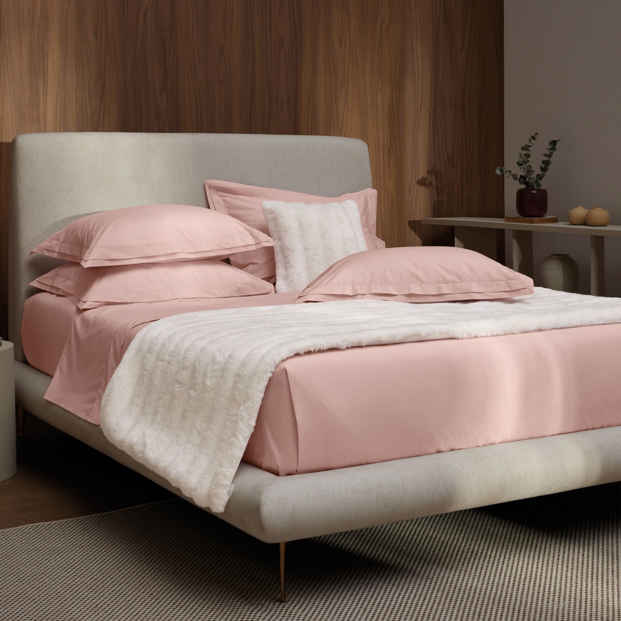 Jogo de Cama Trussardi 200 Fios Percal 100% Algodão San Pietro Soft Rose  Queen