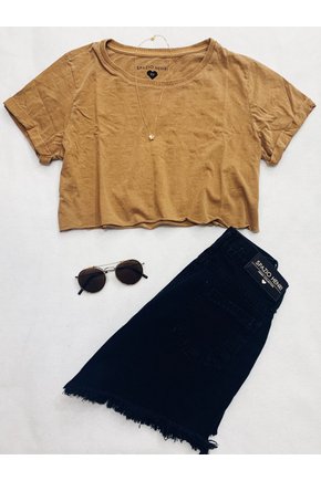 T-Shirt Cropped Caramelo